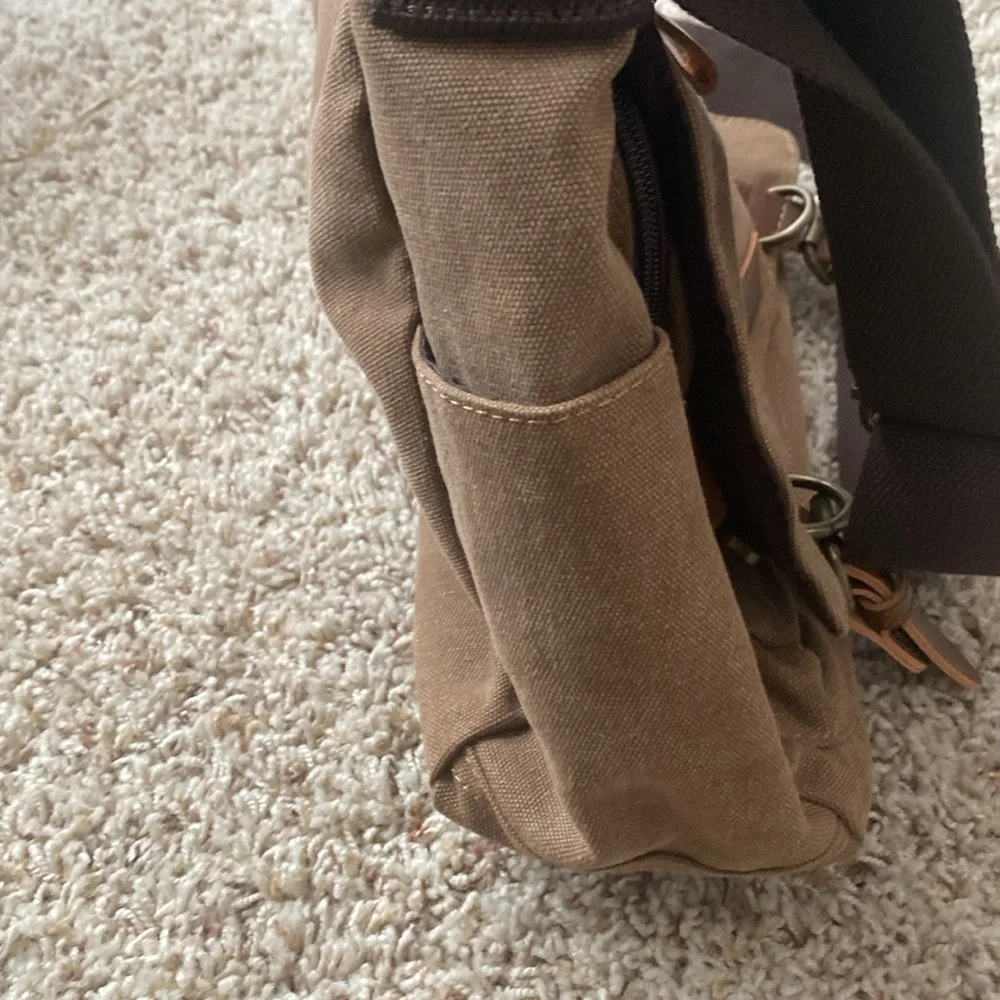 S-ZONE Canvas Leather Messenger Travel Bag NWOT